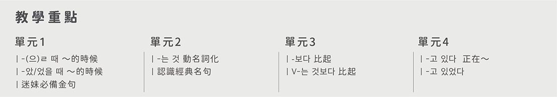 韓語初級文法_課程單元規劃07
