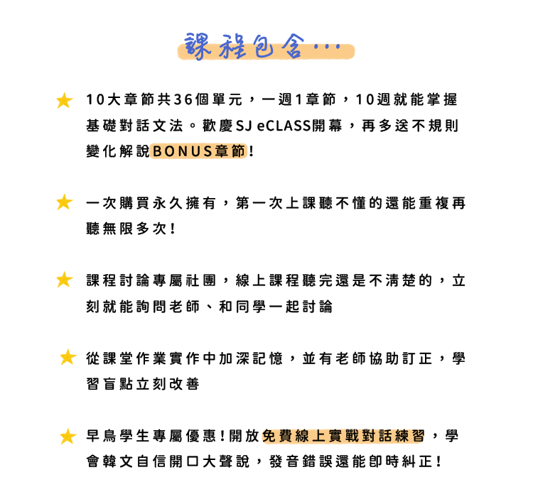 韓語初級文法_課程包含內容