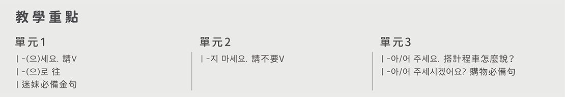 韓語初級文法_課程單元規劃04