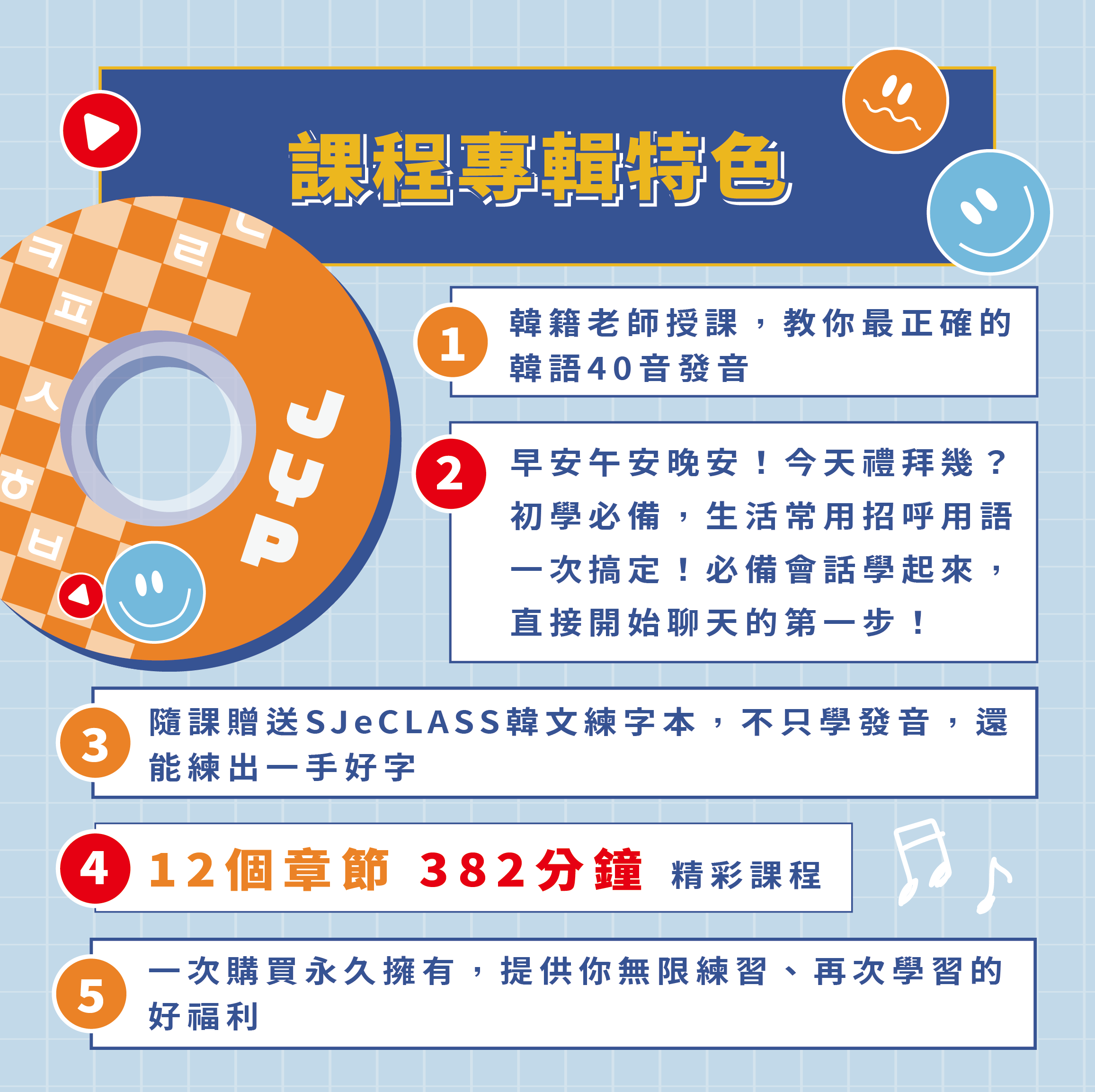 韓語菜鳥沒關係|JYP帶你認清40音 課程特色